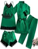 Roupa Íntima Sexy Explosões Europeias e Americanas Renda Sexy Alça Fina Shorts de Renda Calças Cardigã Robe de Dormir Conjunto de Cinco Peças Roupas para Casa