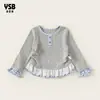 Ropa para Niños Yingsibo Camiseta de Manga Larga Otoño para Niñas Top Infantil Cuello Redondo Adorno de Encaje Camisa Base Ropa Interior Dulce para Niñas