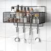 Estante de Almacenamiento, Estante de Almacenamiento de Cocina Escurridor de Trapos sin Perforaciones, Estante de Almacenamiento de Baño y Cosméticos Montado en la Pared con Ganchos