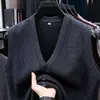 Chaleco Cardigan de Punto para Hombre para Personas de Mediana Edad y Mayores, Sin Mangas, Cuello en V, Color Sólido, Versátil, Chaleco de Punto de Invierno para Personas Mayores
