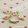 Rosa de tela con hojas, pequeña cinta de rosas, flor, accesorios para el cabello para niños coreanos, accesorios de material hechos a mano