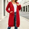 Moda Femenina Europea y Americana 2026 Amazon Sudadera Larga Roja con Capucha Estilo Casual Primavera y Otoño Chaqueta Cardigan Suelta con Cremallera