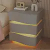 Mesita de Noche Estilo Crema Dormitorio Creativo Hogar Nuevo Moderno Simple Gabinete de Almacenamiento de Mesita de Noche de Alta Gama con Luz Venta al por Mayor
