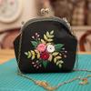 Bolsa Dorada de Boca Bordada Hecha a Mano Bolsa de Material DIY Portátil de Doble Uso Patchwork Bandolera Tela Tridimensional Confección Regalo