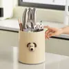 Suporte Rotativo de Facas de Cozinha Prateleira de Armazenamento Doméstica Balde de Hashis Multifuncional para Bancada Gaiola de Facas e Hashis Caixa de Armazenamento Integrada para Facas