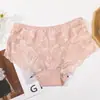 Pantis de Encaje de Cintura Alta para Tallas Grandes de Mujer, Entrepierna de Algodón Puro, Bragas Transpirables con Control de Abdomen, Encaje Completo con Bordes Ondulados para Mujer