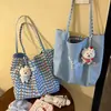 2026 Nova Bolsa de Lona Versátil com Padrão Ondulado Dupla Face de Grande Capacidade, Bolsa Tote Casual Simples para o Dia a Dia