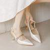 Nuevos Zapatos de Tacón Alto Estilo Chino para Mujer, Nuevo Modelo Verano 2026, Adecuados para Combinar con Qipao, con Tacones Finos, Punta Fina, Correa Única y Sandalias de Punta Cerrada