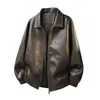 Jaqueta de couro PU estilo retrô americano para homens, novo estilo de outono, casaco casual solto