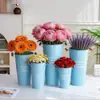 Cubo de Flores de Hierro Azul, Cubo de Flores Vintage, Contenedor Decorativo para Flores Secas, Cubo de Agua Profunda para Flores, Cubo Decorativo de Flores Secas de Hierro Vintage