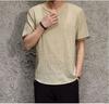 2021 Verano Nuevo Estilo Chino Camiseta de Algodón Lino Verano Suelta Talla Grande Lino Manga Corta Camiseta Base