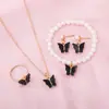 Pulseira Colar de Pérolas Transfronteiriça Novos Brincos da Moda Conjunto de Joias Placa Borboleta Joias da Moda Atacado