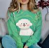 Sudadera Nueva Transfronteriza de Amazon Sudadera Estampada de Cuello Redondo Pulóver Top para Mujer Manga Larga Una Pieza D-Made