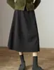 Saia Botão de Flor para Mulheres 2025 Inverno Novo Design Dividido Cinza Linha A Formato Pera Saia de Lã Berkeley