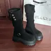 Botas altas de terciopelo de pelo para mujer, con suela gruesa, hasta la rodilla, tipo equitación, que aumentan la altura, nuevo modelo otoño/invierno 2026 para mujeres menudas