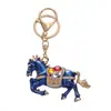 Nuevo Llavero de Caballo del Zodiaco Estéreo Pintura al Óleo Incrustada de Diamantes Estilo Chino Colgante para Bolsos de Hombre y Mujer de Metal Lindo