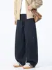 Ropa Muxi Estilo Retro Americano Patchwork Ropa de Trabajo Pantalones Curvos para Hombre Modernos Sueltos de Pierna Ancha con Cordón Casual Largos