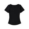 Camiseta de Manga Corta para Mujer Latte Girl, Corazón de Melocotón de Puro Deseo, Cuello, Verano, Ajuste Delgado, Elástica, Casual, Versátil, Camiseta de Yoga
