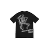 Camiseta de Algodón Puro de Estilo Europeo Transfronterizo, Tendencia Original 24Ss, Camiseta de Manga Corta con Estampado de Letras y Pintura en Spray Graffiti