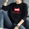 ¡Guau! Camiseta Nueva de Otoño Personalizada de Manga Larga con Cuello Redondo y Estampado Creativo, Camiseta Básica Versátil para Adolescentes
