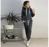 Roupas Europeias e Americanas 2019 Outono e Inverno Popular Novo Estilo Lã Moda Patch de Couro Casual Conjunto Esportivo Moletom
