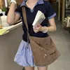Nueva Bolsa de Lona Cruzada de Hombro Único de Gran Capacidad con Bordado, Bolsa de Pana de Estilo Artístico Simple, Bolsa de Compras Cruzada de Hombro Único