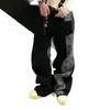 Jeans pretos e cinzas patchwork com estampa de estrelas por toda parte, estilo vibe retrô americano, calça longa masculina de rua, corte reto folgado