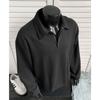 Sudadera con Solapa para Hombre 2025 Nueva Retro Americana Cleanfit Camisa Polo de Manga Larga Unisex Top Oversized Sudadera