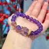 Fênix Roxa NoveUruguai Ametista Cristal de Morango Fluorita Roxa Transparente Raposa de Nove Caudas Pulseira de Luxo Leve Estilo de Luxo Leve