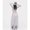 Pantalones de Hip-Hop Grises con "Estampado de Patrón Rasgado" de Marca Trendy de Street Dance, Pantalones Deportivos Casuales Retro de Street Jazz para Hombres y Mujeres