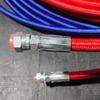 Tubo de Politetrafluoretileno (PTFE) Vermelho e Azul, Tubo de Teflon com Malha Externa de Fio de Algodão Resistente à Corrosão em Aço Inoxidável, Mangueira Flexível Resistente a Altas Temperaturas