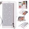 Adequado para iPhone13 capa de couro para celular com glitter Apple 14 bolsa com zíper para nove cartões capa protetora 15plus capa carteira