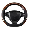 Funda de volante de cuero PU con veta de madera adecuada para 37-38 cm/14.5-15 pulgadas
