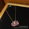 Bronce Antiguo Occidental Chapado 18 Oro Retro Viejo con Adorno Asimétrico Morado Cristal Morado Colgante Pequeño