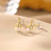 Pendientes de Perla Chapados en Oro de Plata de Ley S925 Yiluyin, Diseño de Tulipan Moderno y Sencillo, Pequeños y Versátiles, Adecuados para el Trabajo Diario, Pendientes Únicos