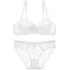 Estilo europeo y americano, lencería sexy popular para mujeres: Lencería de encaje ultrafina, pura y seductora, diseñada para hacer que los senos grandes parezcan más pequeños y prevenir la flacidez, conjunto de sujetador talla grande