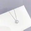 Collar con Colgante de Círculo Geométrico Simple de Zirconia Estilo Europeo y Americano para Mujer, Cadena para Clavícula Elegante y Versátil, Collar de Cobre Incrustado con Zirconia