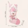 Meia de Natal Rosa com Lantejoulas Transfronteiriça, Saco de Presente, Designs de Papai Noel, Boneco de Neve e Urso, Decorações para Pendurar na Lareira e Escada