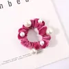 Anillo para el pelo de intestino grueso coreano, banda para el pelo, perla, franela, cuerda para el pelo, flor para coleta femenina, accesorios para el pelo, venta al por mayor