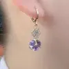 Brincos de Bola de Diamante Roxo de Alta Qualidade 2026 Novos Tendência Exquisitos Emagrecedores Brincos Totalmente de Diamante Populares Brincos de Clipe Redondos
