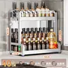 Nuevo Estante de Almacenamiento de Cocina de Acero Inoxidable para Encimera, Organizador Multifuncional para Aceite, Sal, Salsa, Vinagre, Frascos de Condimentos y Portacuchillos