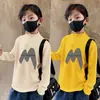 Y2415 # Camiseta Térmica Base para Meninos Outono e Inverno Nova Camiseta para Bebês e Crianças Maiores Gola Semi-Alta Top Interno Tendência
