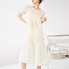 Vestido Miyake Elegante de Alta Qualidade Roupas Femininas Atacado Design Longo Nicho Tamanho Grande Plissado Mais Vendido Saia Botão de Flor