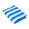 Malla parasol a rayas azules y blancas, engrosada con ribete y ojales, para patios de guarderías, suculentas, plantas verdes, malla parasol de exportación