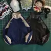 Tops retro estilo japonés para hombre y mujer, chaqueta de calle cortavientos con retazos hip-hop, chaqueta holgada oversize para pareja de mujer