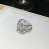 Anillo ajustable de circonita ovalada en forma de gota de agua, anillo de nicho de alta gama de lujo ligero, joyería versátil de moda para el día a día al por mayor