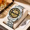 Reloj mecánico de imitación para hombre en stock, modelo nuevo con calendario, diseño hueco, luminoso, impermeable, reloj de pulsera de cuarzo para negocios, venta al por mayor transfronteriza