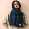 Cachecol de Tricô Queijo Leitoso para Mulheres Outono e Inverno Cachecol Quente Cor Sólida Xale de Pescoço Estilo Retrô Versátil Preppy