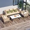 Sofá de exterior, móveis de pátio, móveis de villa, móveis de hotel, conjunto de sofás de exterior, móveis de jardim, combinação de sofá e mesa de centro em liga de alumínio e aço inoxidável