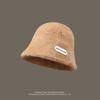 Sombrero de pescador de piel de conejo estilo coreano de moda Iron Standard para mujer, sombrero de lavabo pequeño, versátil, cálido y con aspecto de cara que cubre la cara, sombrero de cubo para otoño e invierno.